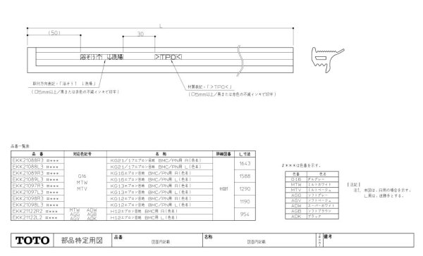 画像1: EKK21088R3　　　KG21／17エプロン目地R　【TOTO】 (1)