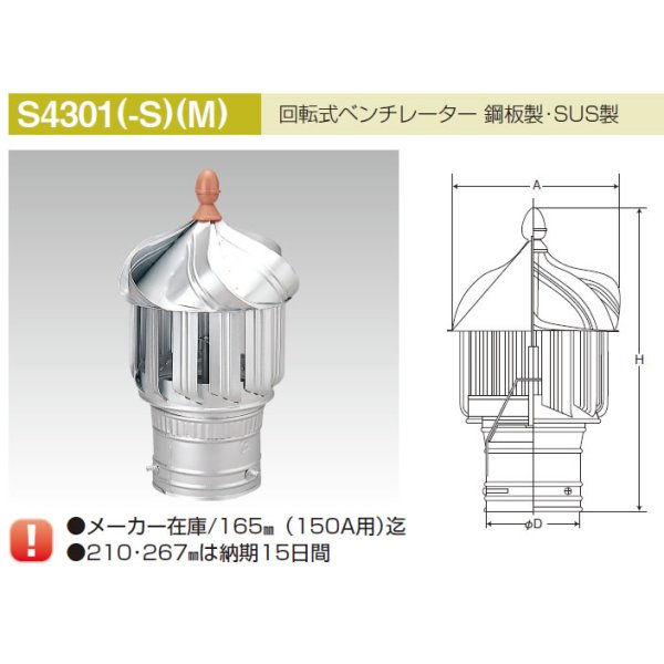 画像1: S4301-M　回転式ペンチレーター鋼板製　網無　SANWA【A7】 (1)