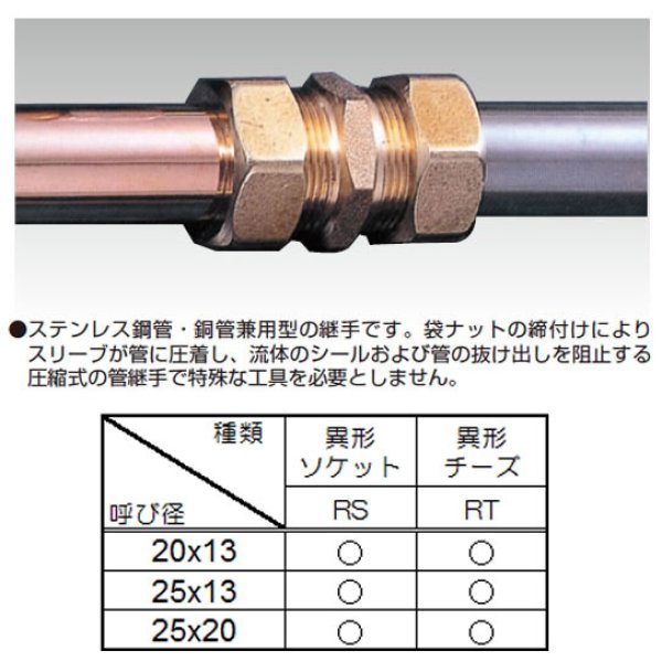 画像1: ステンレス鋼管・銅管兼用継手【B9】 S3826-2(RS-RT) (1)