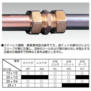 ステンレス鋼管・銅管兼用継手 【B9】 S3826 (1)