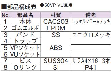 D-STCB4-PU ス－パ－トラップ付洗濯機用床排水金具（VPVU50兼用
