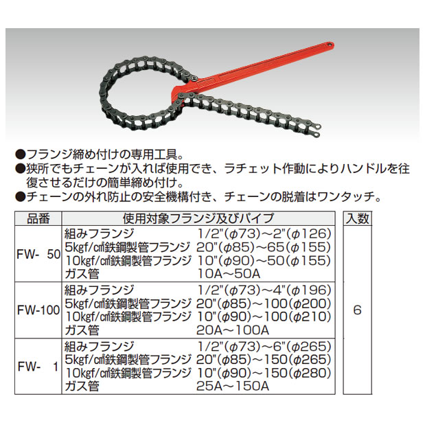 エントリー最大P14倍以上 MCC フランジレンチ(チェーン長さ：724mm) FW-100 MCC